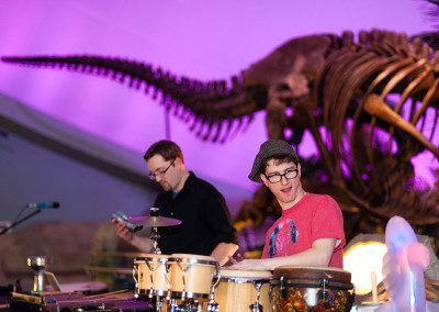 drummers drumming in Children's Museum Dinosphere