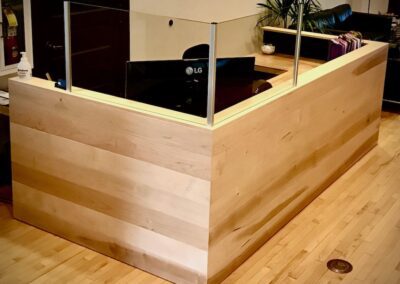 reception desk with COVID barriers