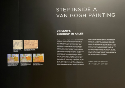 Description and images of the many versions of VanGogh's painting of his bedroom