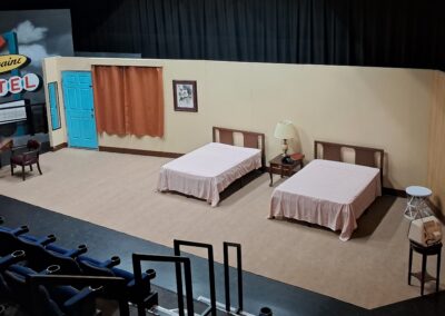 Stage set: retro motel room with two beds