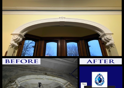 Ornate arch restoration before and after collage
